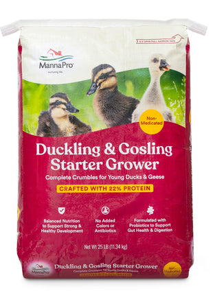 Manna Pro Duck Starter Grower Crumble | Non-Medicated Feed for Young Ducks | Supports Healthy Digestion | 25 Pounds