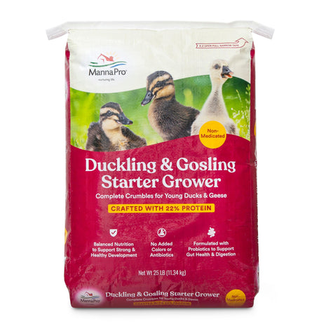 Manna Pro Duck Starter Grower Crumble | Non-Medicated Feed for Young Ducks | Supports Healthy Digestion | 25 Pounds