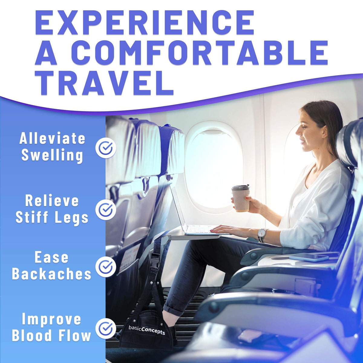 Airplane Foot Rest (Travel Comfortably), Perfect Foot Hammock Airplane or Plane Travel Essentials to Relax Your Feet - Airplane Travel Essentials, Long Flight Essentials, Airplane Foot Hammock