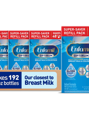 Enfamil Optimum (Enspire), Our Closest Formula to Breast Milk, Immune-Supporting Lactoferrin and Brain-Building DHA Baby Formula, Powder 30 Oz Refill, Pack of 4