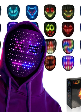 MOYACA Led Mask with Gesture Sensing, Light up mask with 50 Pattern Display for Men/Women LED Halloween Mask for Costume Cosplay Party Indoor and Outdoor