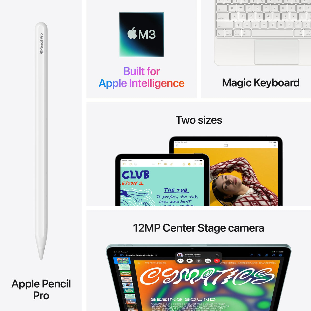 Apple iPad Air 11-inch with M3 chip Built for Apple Intelligence, Liquid Retina Display, 256GB, 12MP Front/Back Camera, Wi-Fi 6E, Touch ID, All-Day Battery Life — Purple