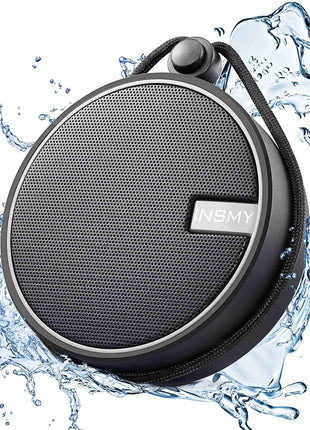INSMY C12 IP67 Waterproof Shower Bluetooth Speakers Portable Small Speaker | Speakers Bluetooth Wireless,Loud Clear Sound,Support TF Card,Suction Cup,for Outdoor Kayak Canoe Beach Gift (Black)