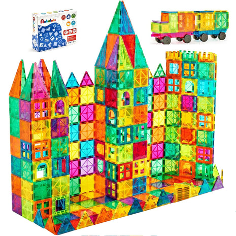 Anbalulu 134PCS Magnetic Building Tiles: Durable STEM Toys with Strong Magnets for Kids, Educational Building Blocks for Group Play Activities | Gift for Boys Girls 3+