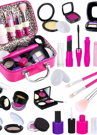 Tepsmigo Pretend Makeup Kit for Girls, Kids Pretend Play Makeup Set - with Cosmetic Bag for Birthday Christmas, Toy Makeup Set for Toddler, Little Girls Age 3+(Not Real Makeup)
