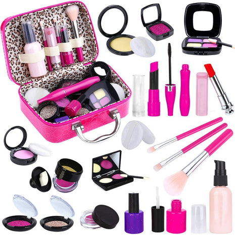 Tepsmigo Pretend Makeup Kit for Girls, Kids Pretend Play Makeup Set - with Cosmetic Bag for Birthday Christmas, Toy Makeup Set for Toddler, Little Girls Age 3+(Not Real Makeup)