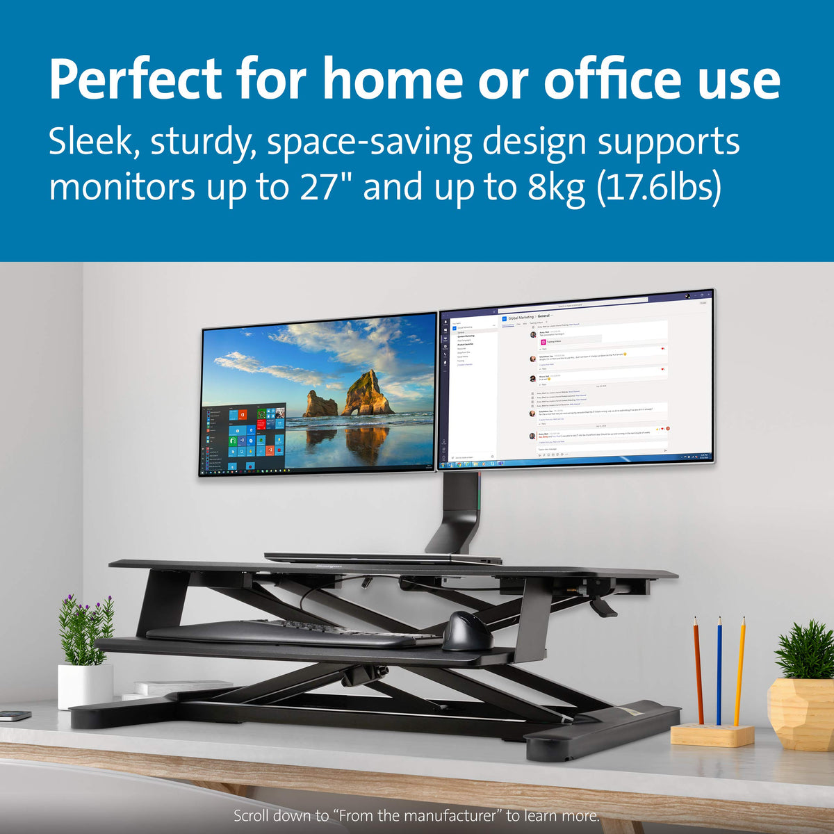 Kensington SmartFit Space Saving Dual Monitor Arm (K55513WW)