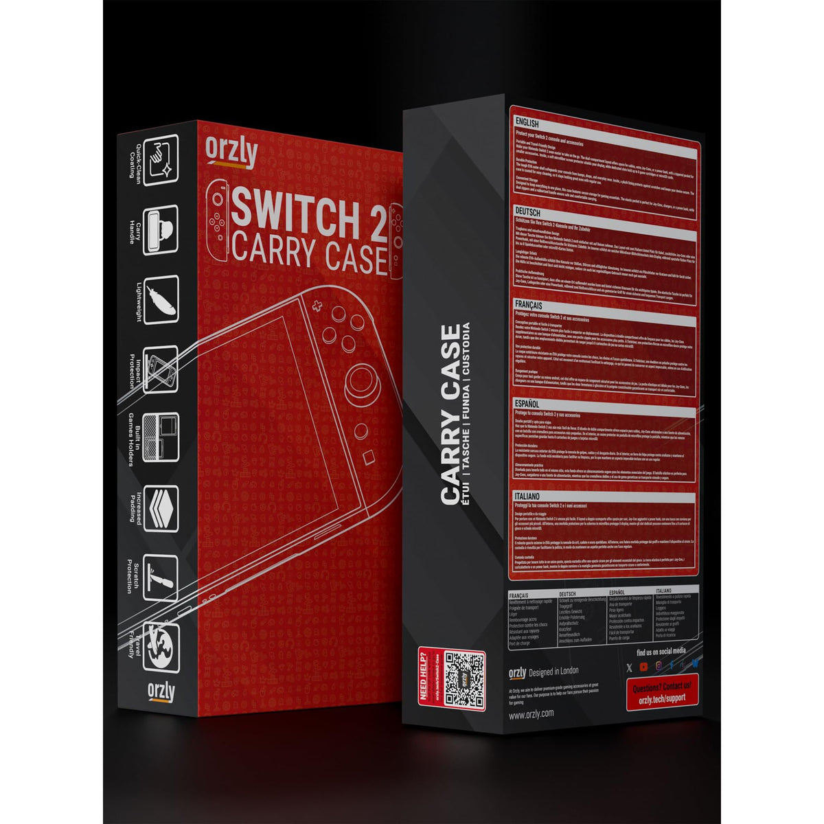 Orzly Case for Nintendo Switch 2 Protective Travel Carry Case with Screen Padding, Game Cards & microSD Slots with Zipped & Open Pockets for Console Accessories - Gift Box Edition