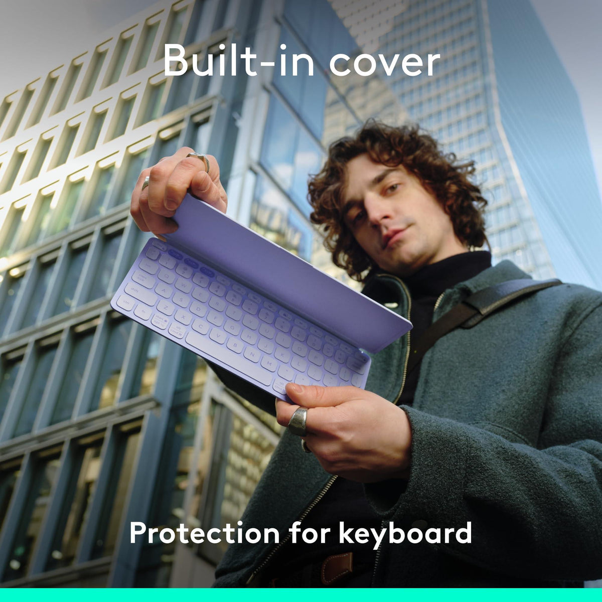 Logitech Keys-to-GO 2 Portable Bluetooth Tablet Keyboard with Built-in Cover, Slim & Compact Wireless Keyboard for Windows, Android, Linux, iPad, iPhone, Mac, Apple TV - Lilac