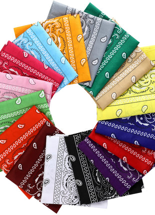 E-accexpert 16pcs Bandanas Multi-Purpose Party Outdoor Favor Scarf Headband Handkerchiefs for Unisex Women Men Boy Girls