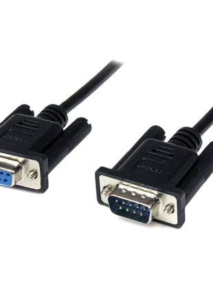 StarTech.com 2m Black DB9 Null Modem Serial Cable, Male to Female | 9 pin Null Modem Cable, Cross Wired, DB-9 (M) to DB-9 (F), Male to Female