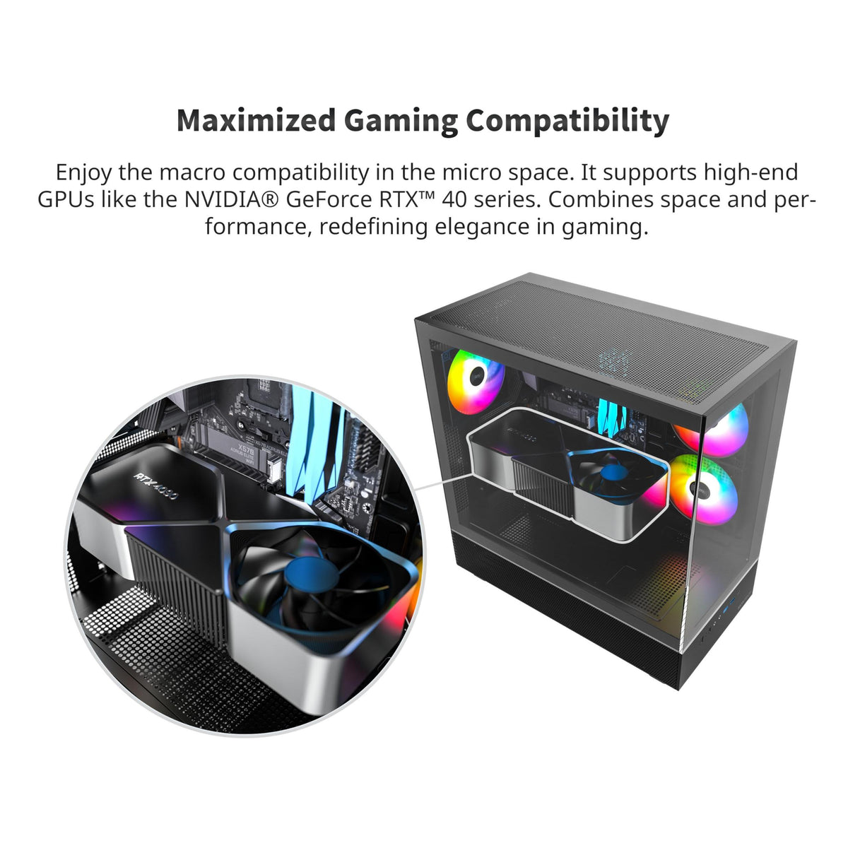 MONTECH XR, ATX Mid-Tower PC Gaming Case, 3 x 120mm ARGB PWM Fans Pre-Installed, Full-View Dual Tempered Glass Panel, Wood-Grain Design I/O Interface, Support 4090 GPUs, 360mm Radiator Support, Black