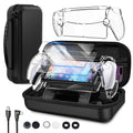 TEFELE 12 in 1 Accessories for Playstation Portal Remote Player with ps5 Portal Case 2 Transparent Screen 4Thumb Grip Charger Shoulder Bracket Base 2 Resistance Button Caps Black