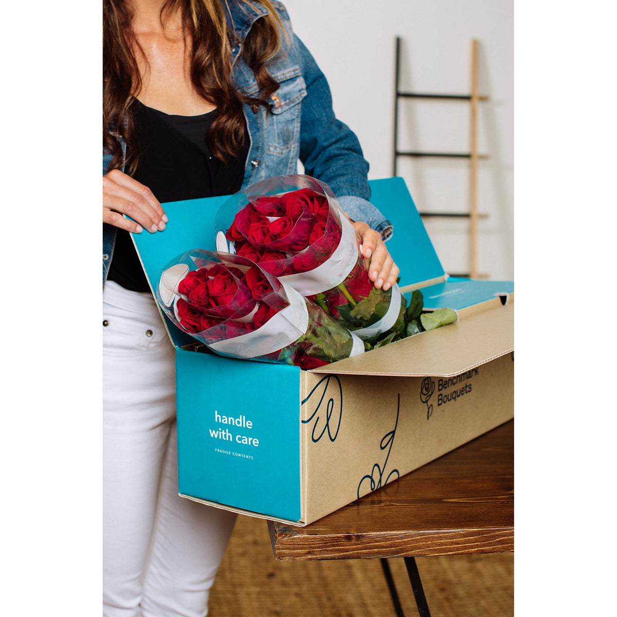 Benchmark Bouquets - 50 Stem Premium Red Roses (2 Bundles of 25; Vase Not Included) - Fresh Flowers for Delivery - Gift for Graduation, Birthday, Anniversary, Sympathy, Get Well, Congratulations