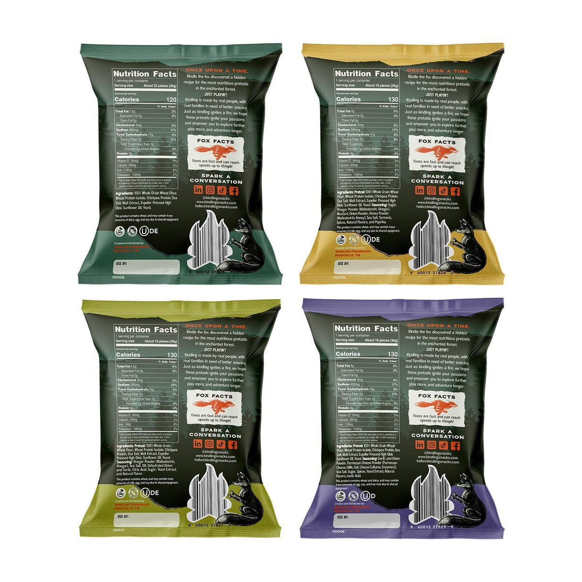 Kindling Protein Pretzels Variety Pack - Sea Salt (3), Dill Pickle (3), Honey Mustard (3), Garlic Parmesan (3) | Protein-Packed Snack | Kosher | 8 - 9g Protein Per Serving | Only 1-2g of Total Sugar | No Artificial Flavors, Soy-Free | Kid’s Snacks & Lunch