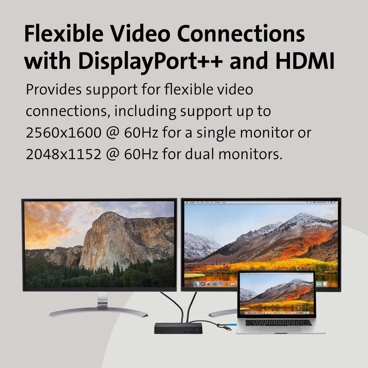 Kensington SD4700P Displaylink Docking Station – Dual Display for Any MacBook M1/M2/M3/M4 or Windows; 60W Power Delivery; TAA Compliant (K38240NA)