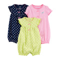 Simple Joys by Carter's Baby Girls' 3-Pack Snap-up Rompers, Light Green/Navy Dots/Pink Stripe, 6-9 Months
