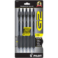 Pilot G2 Premium Gel Roller Pens 0.7, Fine Point Smooth Writing Pens Black, Pack of 5