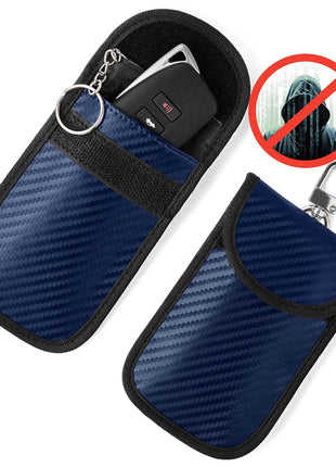 Upgraded Faraday Bag for Key Fob (2 Pack), Premium Faraday Key Fob Protector– Car RFID Signal Blocking, Car Security Protection, Anti-Theft Pouch, Anti-Hacking Case Blocker Blue