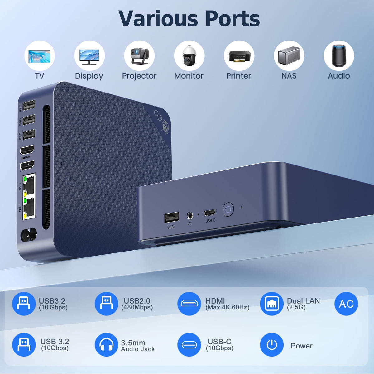Beelink EQ14 Mini PC, Intel Twin Lake N150(Up to 3.6GHz) 16GB DDR4 500GB NVMe SSD, 2.5G Dual LAN Mini Computer Supports WiFi6, BT5.2, USB3.2, 4K@60Hz Dual HDMI Display, Home-Server/Network Firewall