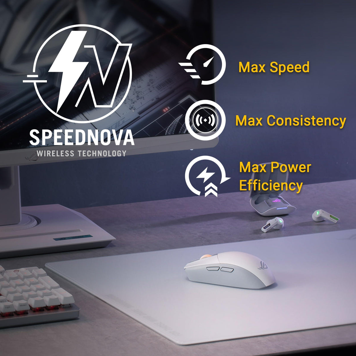 ASUS ROG Strix Impact III Wireless Gaming Mouse, 57 G Lightweight, 36K DPI Sensor, Bluetooth & 2,4GHz RF, ROG SpeedNova, Up to 618hrs Battery Life, Replaceable Switches, ROG Omni Receiver, White