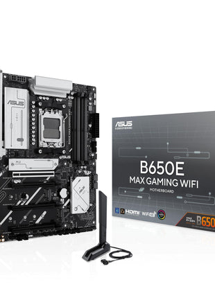 ASUS B650E MAX Gaming WiFi AMD B650 ATX Motherboard, DDR5, PCIe 5.0 Ready, 3X M.2 Slots, Wi-Fi 6E, Realtek 2.5Gb Ethernet, DisplayPort, HDMITM, USB 10Gbps Type-A & Type-C®, BIOS FlashbackTM, Aura Sync