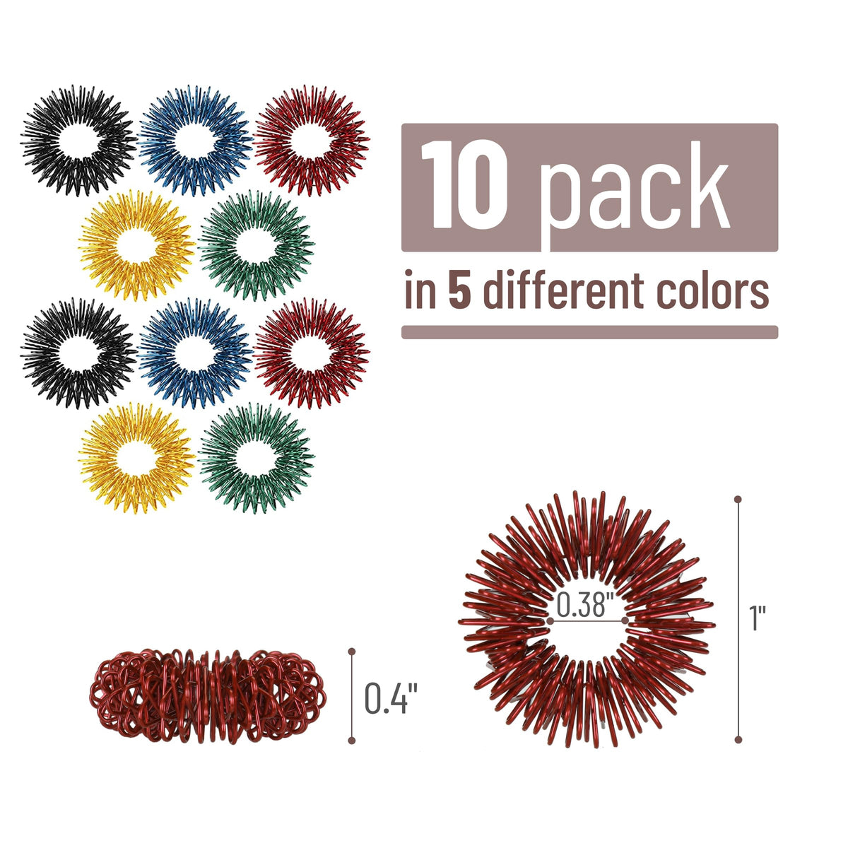 Mr. Pen- Spiky Sensory Rings, 10 Pack, Stress Relief Fidget Sensory Toys, Fidget Rings, Fidget Ring for Anxiety, Stress Relief Rings, Massager for Fidget ADHD Autism