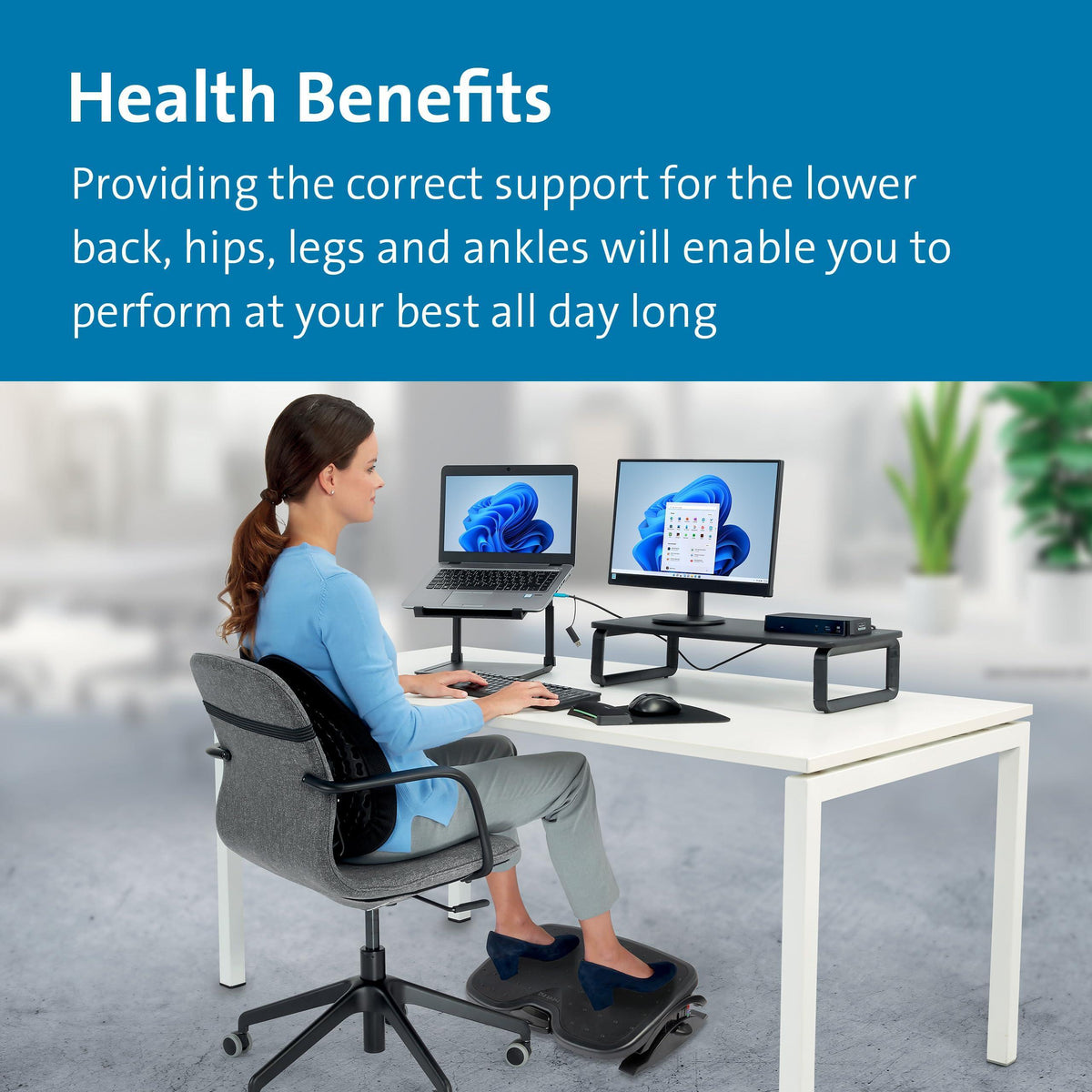 Kensington SoleMate Plus Adjustable Footrest with SmartFit System KMW52789 Each Black