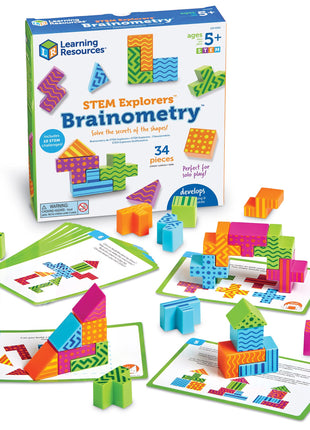 Learning Resources STEM Explorers Brainometry - 3D Puzzle Games for Kids, Kids Travel Games, Brain Teaser Puzzles, Pattern Memory Game, Brain Game Toys, Classroom Toys, 5 Year Old Boy and Girl Gifts