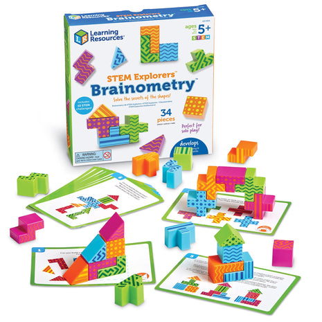 Learning Resources STEM Explorers Brainometry - 3D Puzzle Games for Kids, Kids Travel Games, Brain Teaser Puzzles, Pattern Memory Game, Brain Game Toys, Classroom Toys, 5 Year Old Boy and Girl Gifts