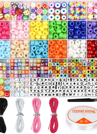 Dowsabel Bracelet Making Kit, Beads for Bracelets Making Pony, Kandi, Polymer Clay, Smile Face & Letter Beads for Jewelry Making, DIY Arts and Crafts Gifts Toys for Girls Age 6-12