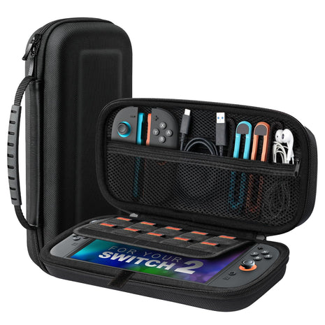 TiMOVO Carrying Case for Nintendo Switch 2 (2025), Black | Large Capacity, Hard Shell Protective, 10 Game Card Slots, Pockets for Console & Accessories, Portable Travel Pouch