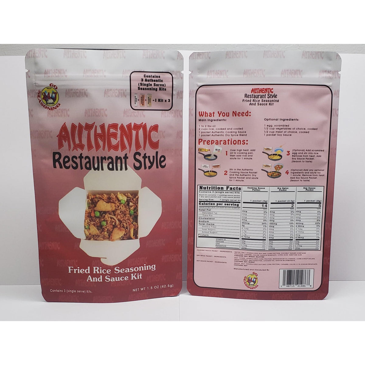 Authentic Restaurant Style Fried Rice Seasoning And Sauce Kit, Set of 3 (1.5 oz)
