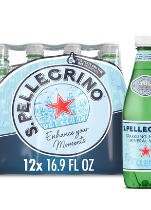 S.Pellegrino Sparkling Natural Mineral Water, Plastic Bottles, 16.9 Fl Oz (Pack of 12)