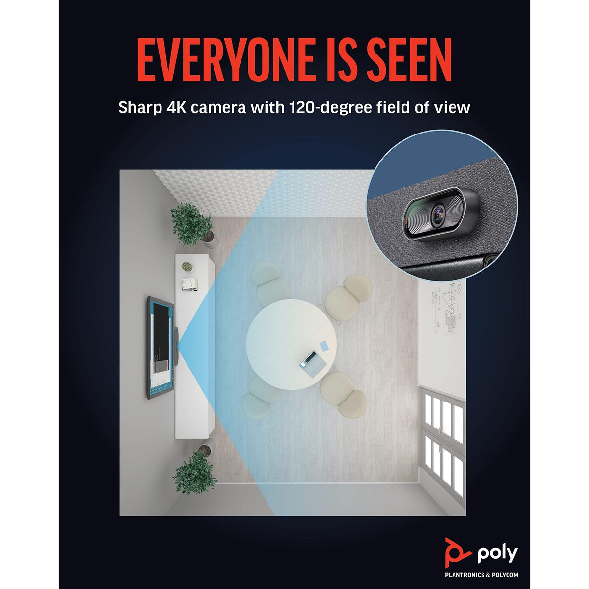 Poly Studio R30 4K Video Conference System - Camera, Mic, and Speaker Bar for Small Rooms - Presenter Tracking, NoiseBlockAI, Framing - Plug & Play - Works w/Teams, Zoom & More