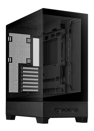 ASUS A31 Black ATX Mid-Tower Gaming Case, Dual Tempered Glass, Frameless, BTF Hidden Connectors, 360 AIO Support, Angled Base, ARGB, Optimized Airflow, Seamless Cable Management, 2 Year Warranty