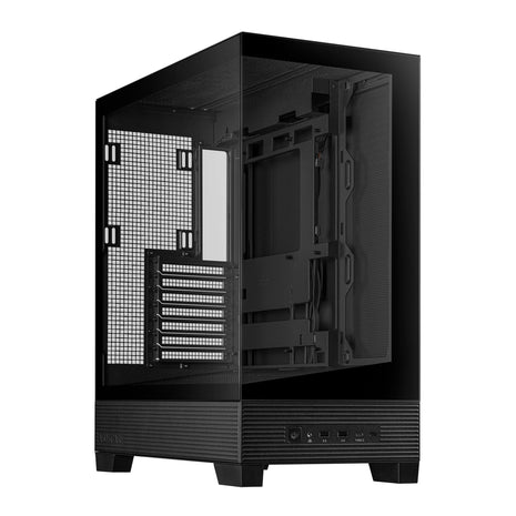 ASUS A31 Black ATX Mid-Tower Gaming Case, Dual Tempered Glass, Frameless, BTF Hidden Connectors, 360 AIO Support, Angled Base, ARGB, Optimized Airflow, Seamless Cable Management