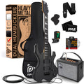 Pyle Heavy Metal EG Fire Electric Guitar Axe w/ Amplifier Kit, Full Size Instrument w/ Practice Amp & Accessories, Metal Axe, Black