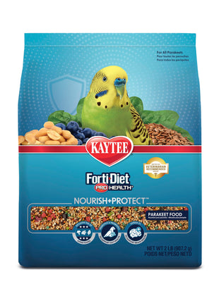 Kaytee Forti-Diet Pro Health Nourish+Protect Parakeet Food, Comprehensive Nutrition Backed by Science, Digestive Health, Immune Support, 2 pounds