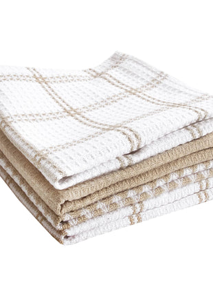 T Fal Premium Waffle Dish Cloths: Highly Absorbent, Super Soft Long Lasting   100% Cotton, 12 inchx13 inch Flat Waffle Dish Towel for Cleaning & Drying Dishes, (4 Pack), Sand