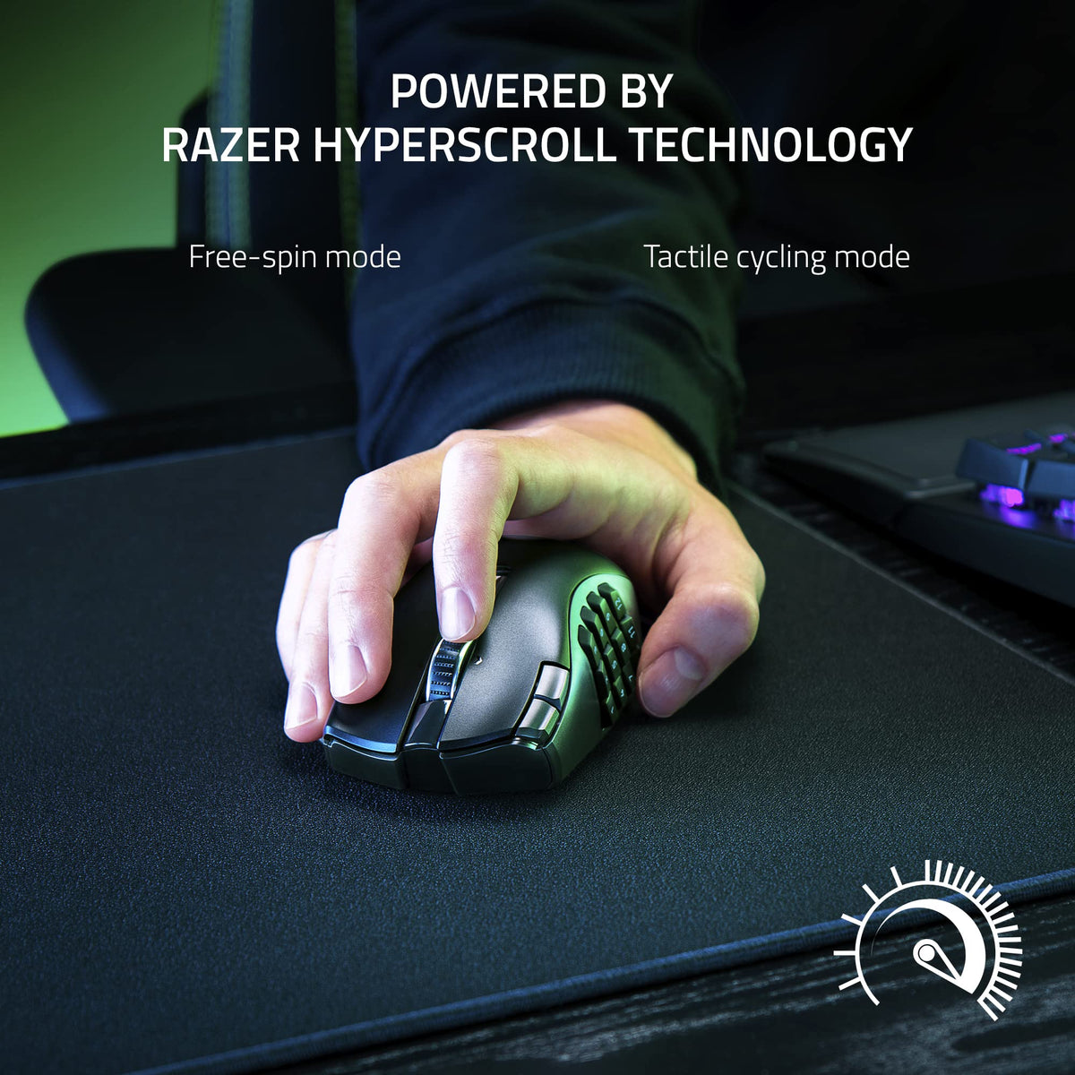 Razer Naga V2 HyperSpeed Wireless MMO Gaming Mouse: 19 Programmable Buttons - HyperScroll Technology - Focus Pro 30K Optical Sensor - Mechanical Mouse Switches Gen-2 - Up to 400 Hr Battery Life