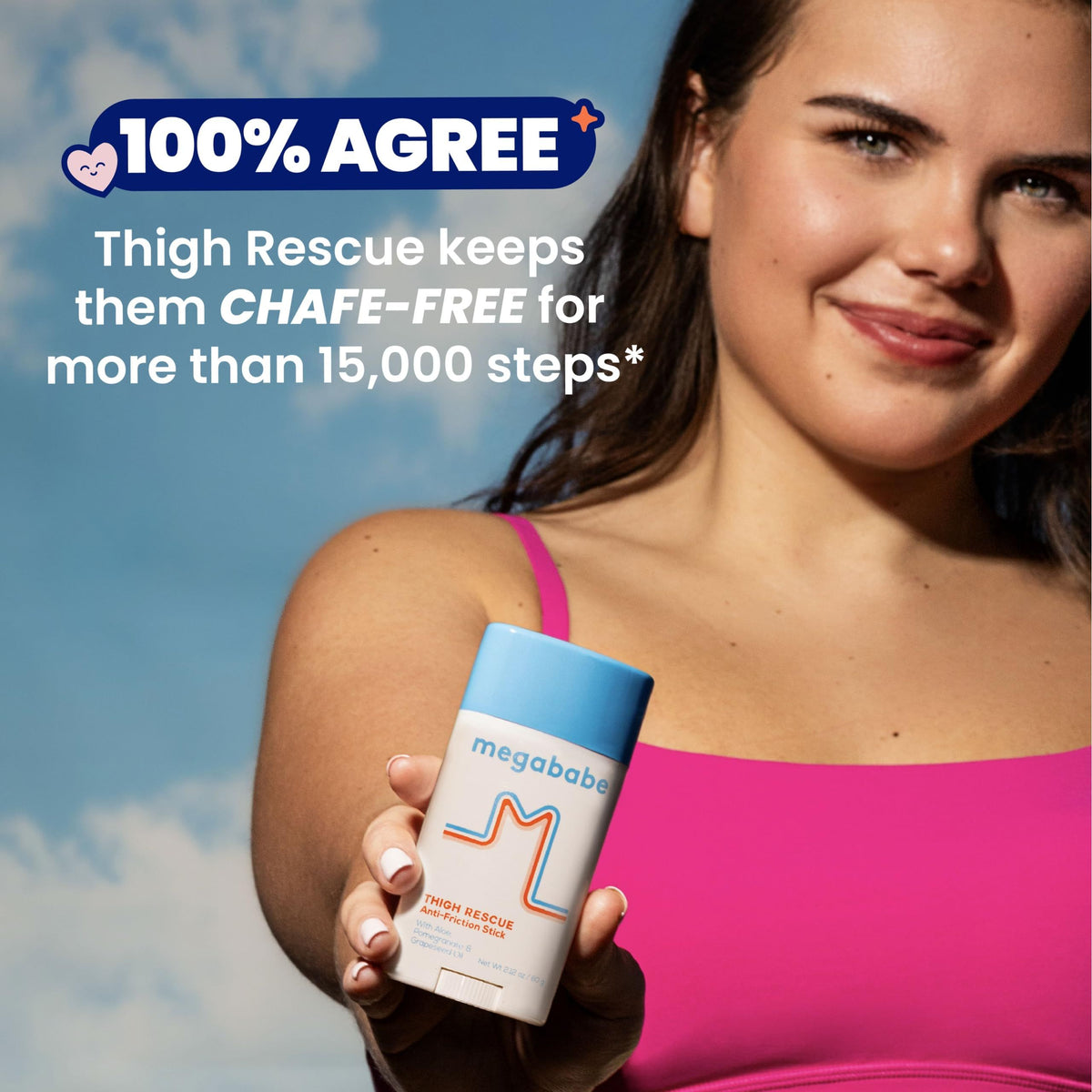 Megababe Thigh Rescue Anti-Chafe Stick | Prevents skin chafe & irritation | Thighs, arms, bra-lines & more | Summer Vacation Essentials | 2.12oz (Pack of 1)