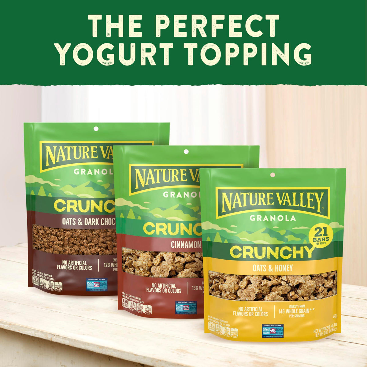 Nature Valley Crunchy Granola, Oats and Honey Granola, Resealable Snack Pouch, 16 oz