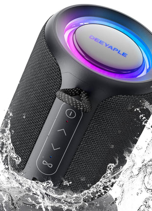 Bluetooth Speaker Wireless,IP67 Waterproof & Dustproof Portable Speaker with Lights,15W Loud Stereo Sound, 2500mAh Battery All Day Playtime, TWS Pairing, BT5.3, Home/Party/Outdoor/Beach (Black)