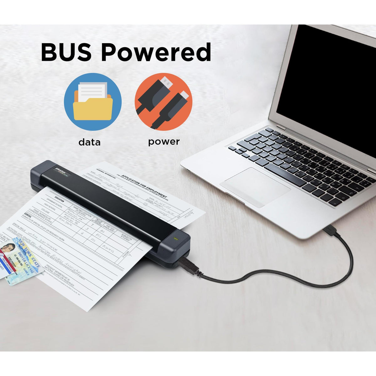 Plustek Mobile Scanner S410 Plus - Portable Sheet-Fed Document Scanner - for Windows 7 / 8 / 10 / 11, Featuring Button-Free Scanning with Included OCR Software