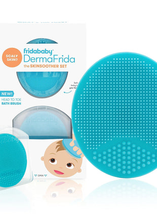 Frida Baby DermaFrida The SkinSoother Baby Bath Brush, Cradle Cap Brush for Babies, Baby Essential for Dry Skin, Cradle Cap Treatment and Eczema, 2 Pack