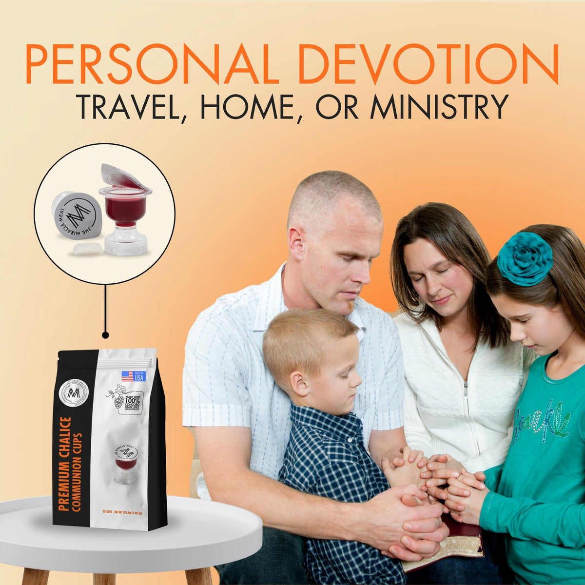 Travel Pack - The Miracle Meal Pre-Filled Premium Chalice Cup - Bag of 25 with Wafer and 100% Concord Grape Juice