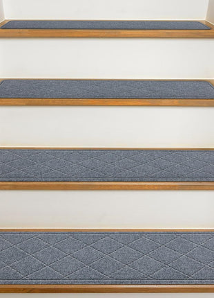Stair Treads for Wooden Steps Indoor, 15 Pack 8 inch X 30 inch Non Slip Carpet Stair Treads with Reusable Adhesive for Kids Elders and Dogs, Surface Polyester TPR Backing Stair Runner Rugs, Dark Grey