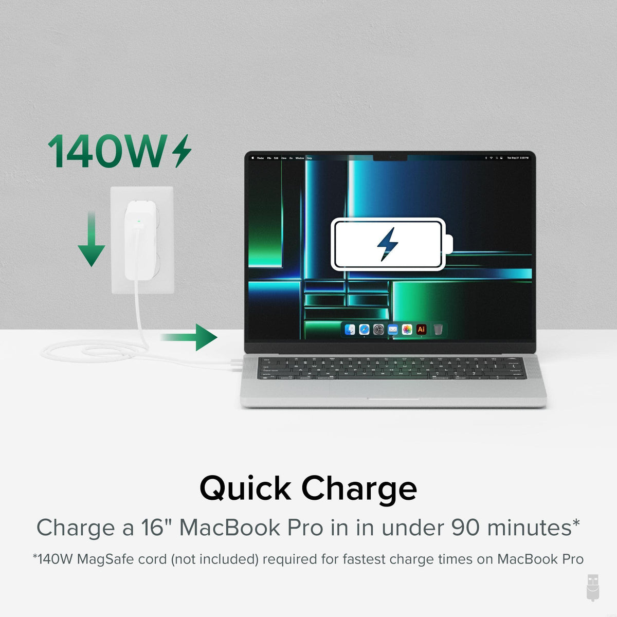 Plugable 140W USB C Charger, GaN Wall Charger for Laptop, PD 3.1 (EPR) Power Adapter, Compatible with MacBook Pro, MacBook Air iPad Pro, Surface and USB-C Devices
