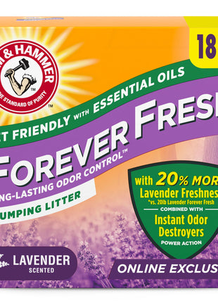 Arm & Hammer Forever Fresh Clumping Cat Litter Lavender, MultiCat Cat Litter Odor Control 18lb With 20% More Lavender Freshness, With Essential Oils